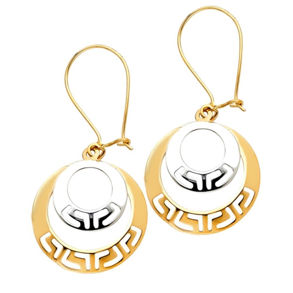 14K. TWO TONE FANCY EARRINGS