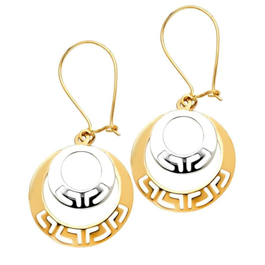 14K. TWO TONE FANCY EARRINGS