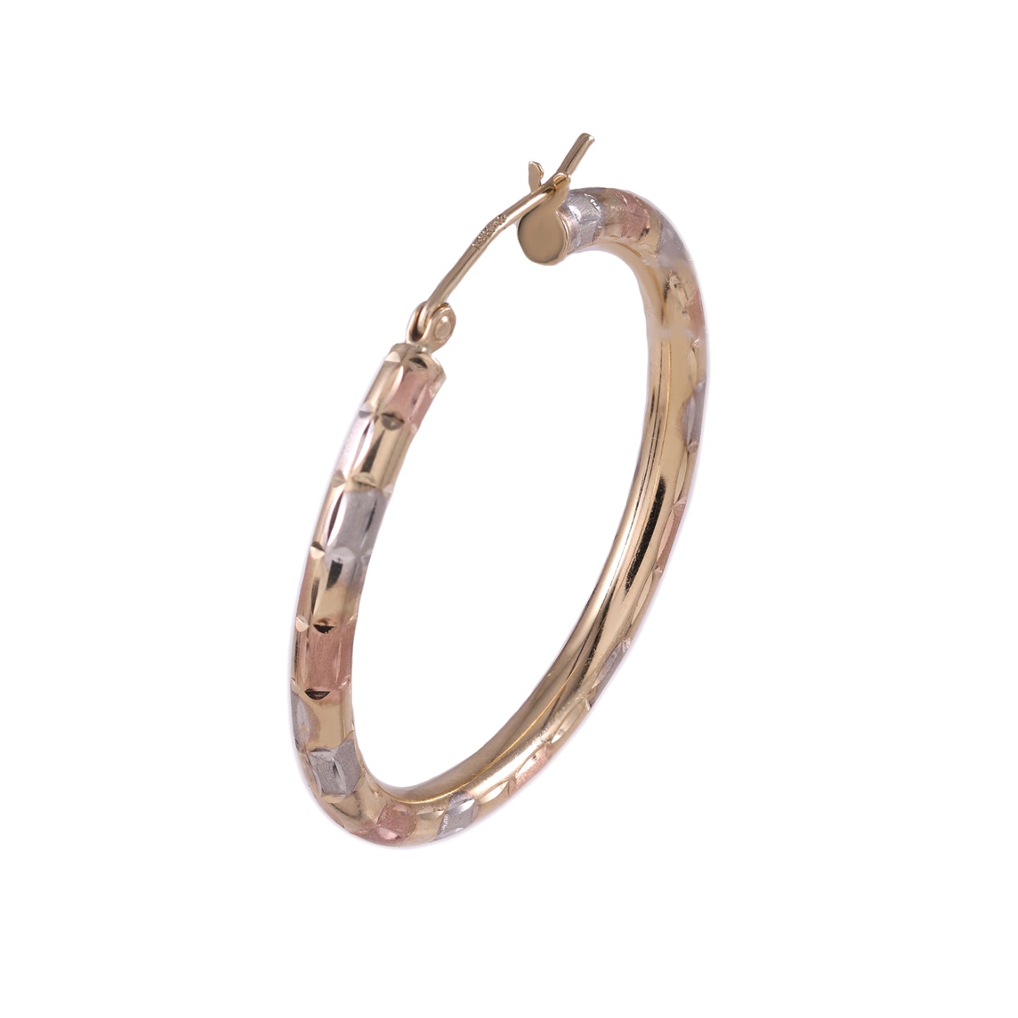 14K Tri Color Gold Big Hoop Earrings