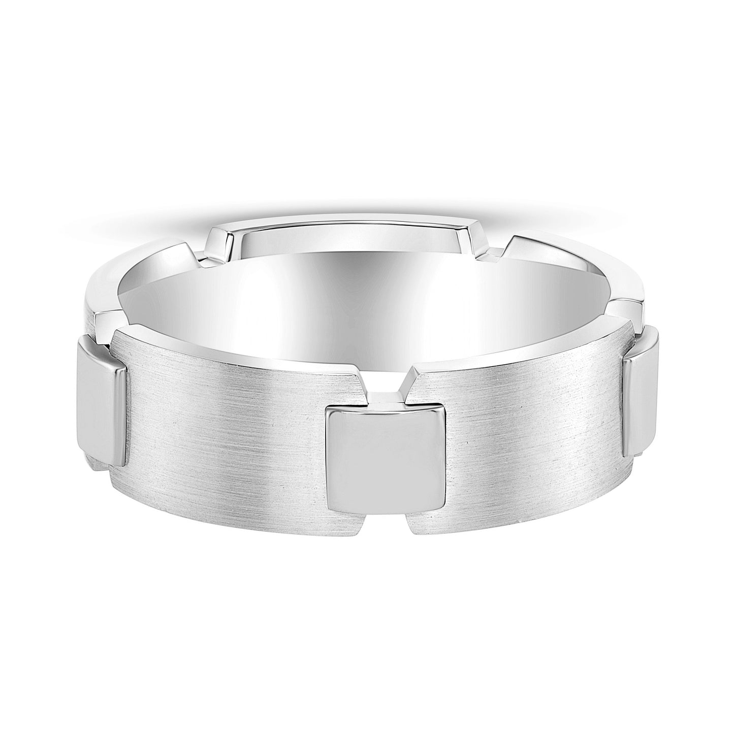 14K. WHITE GOLD FANCY WEDDING BAND