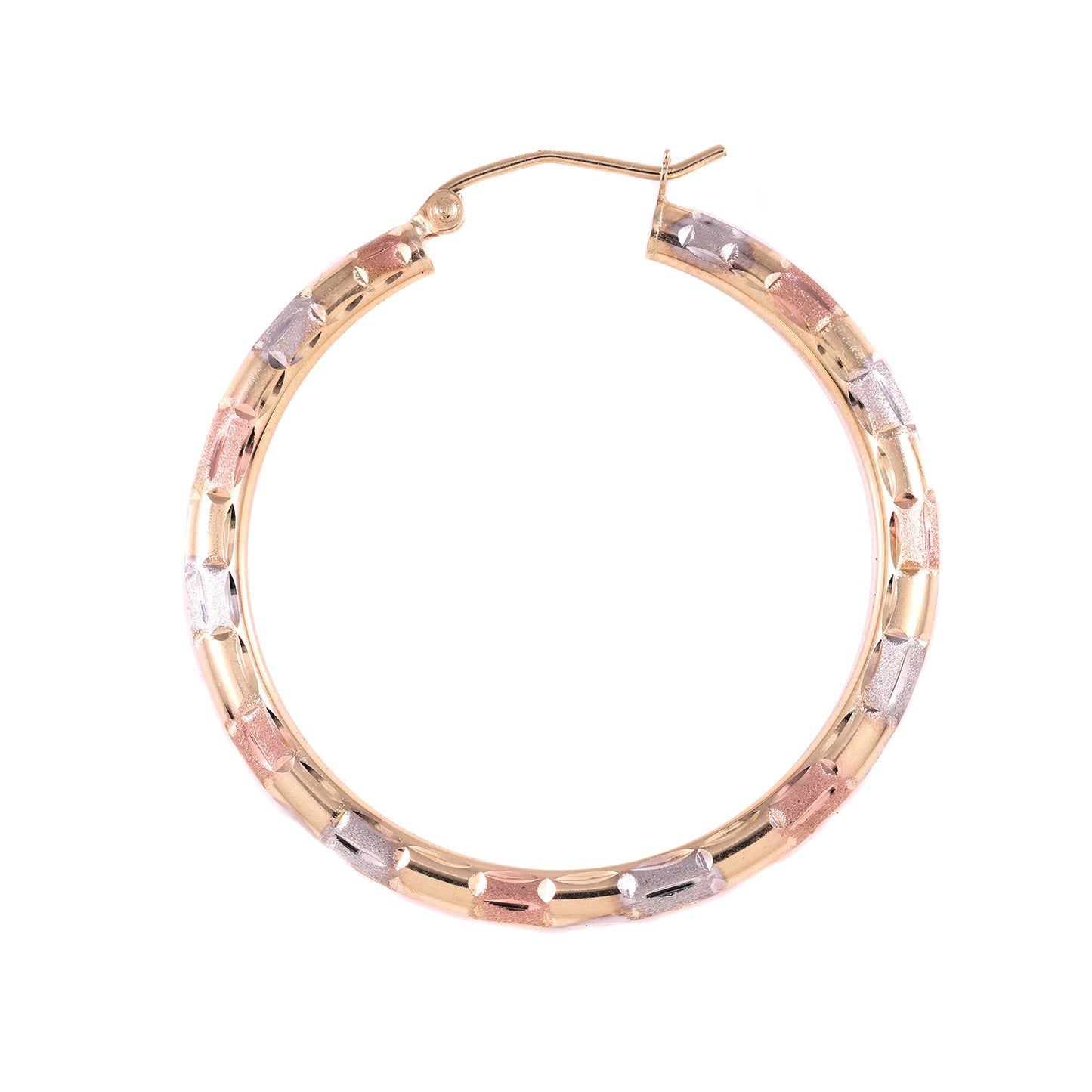 14K Tri Color Gold Big Hoop Earrings