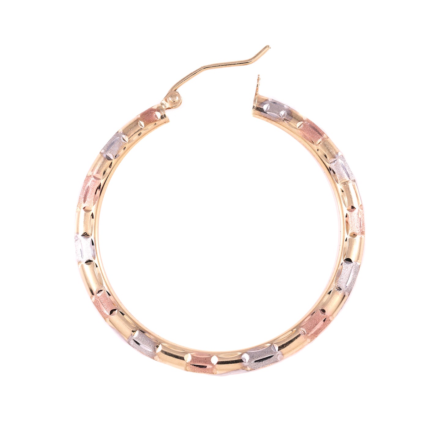 14K Tri Color Gold Big Hoop Earrings