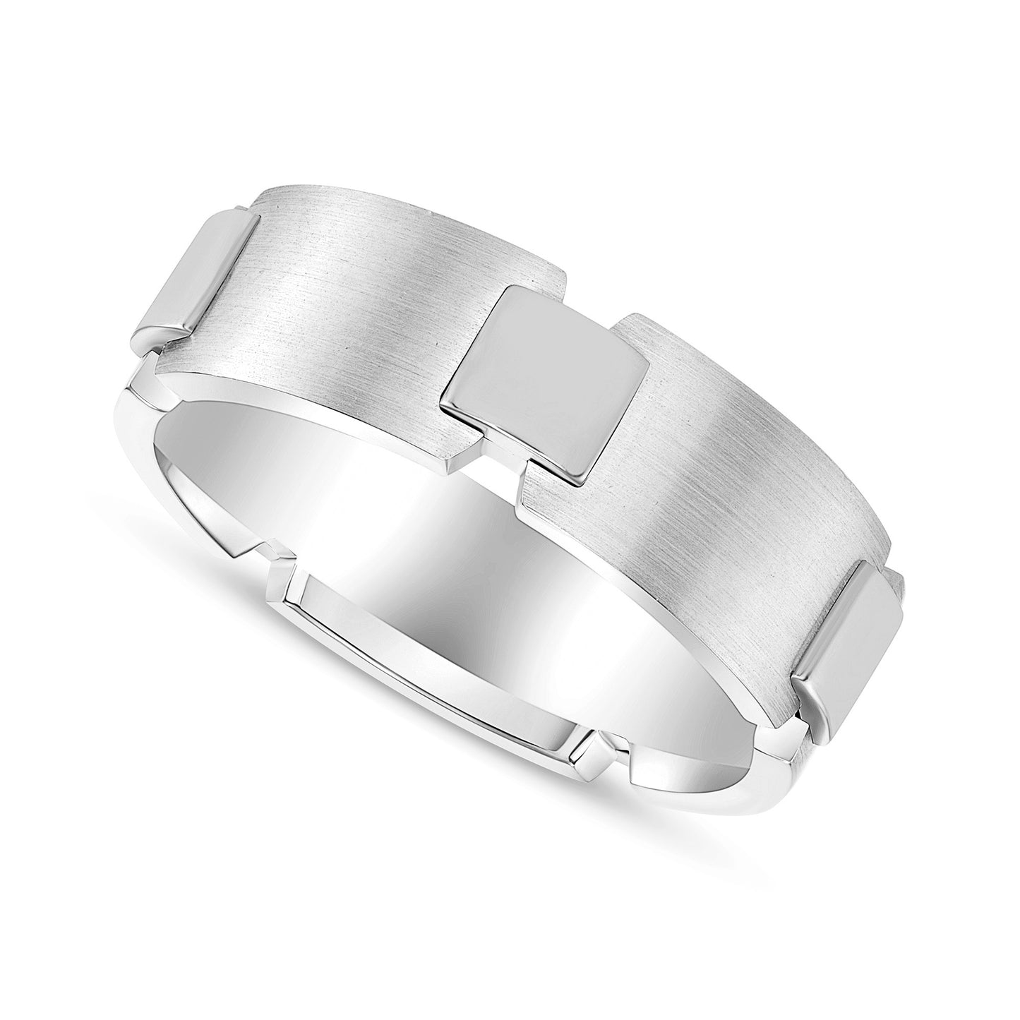 14K. WHITE GOLD FANCY WEDDING BAND